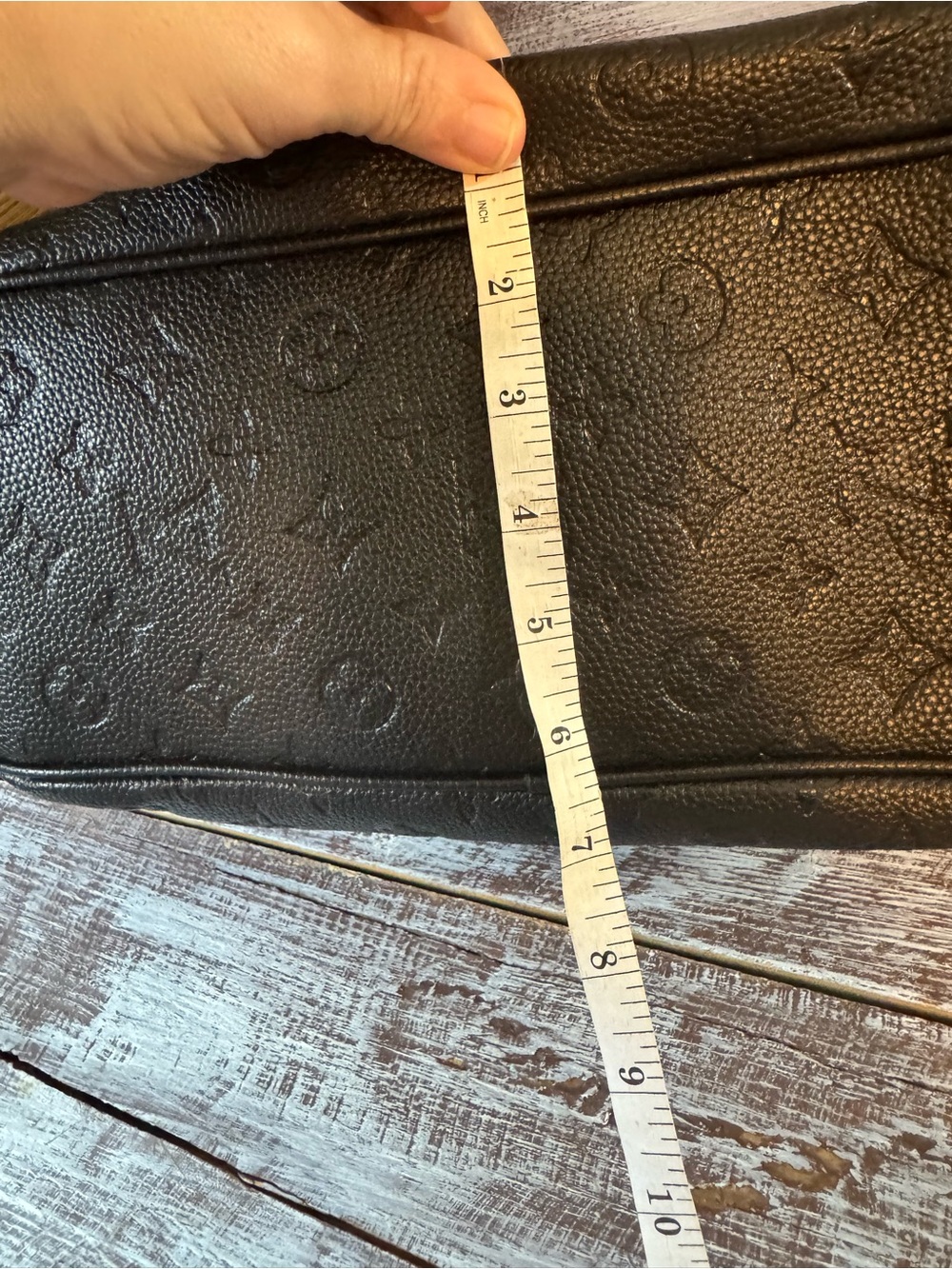 Black Embossed Shoulder Bag with Top Strap - Picture 9 of 9